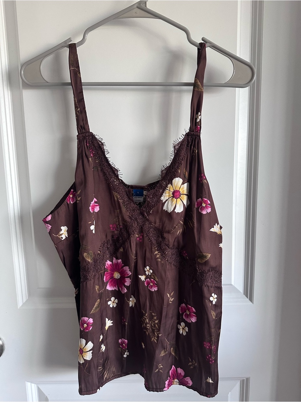 Old Navy Brown Floral Lace-Trim Camisole